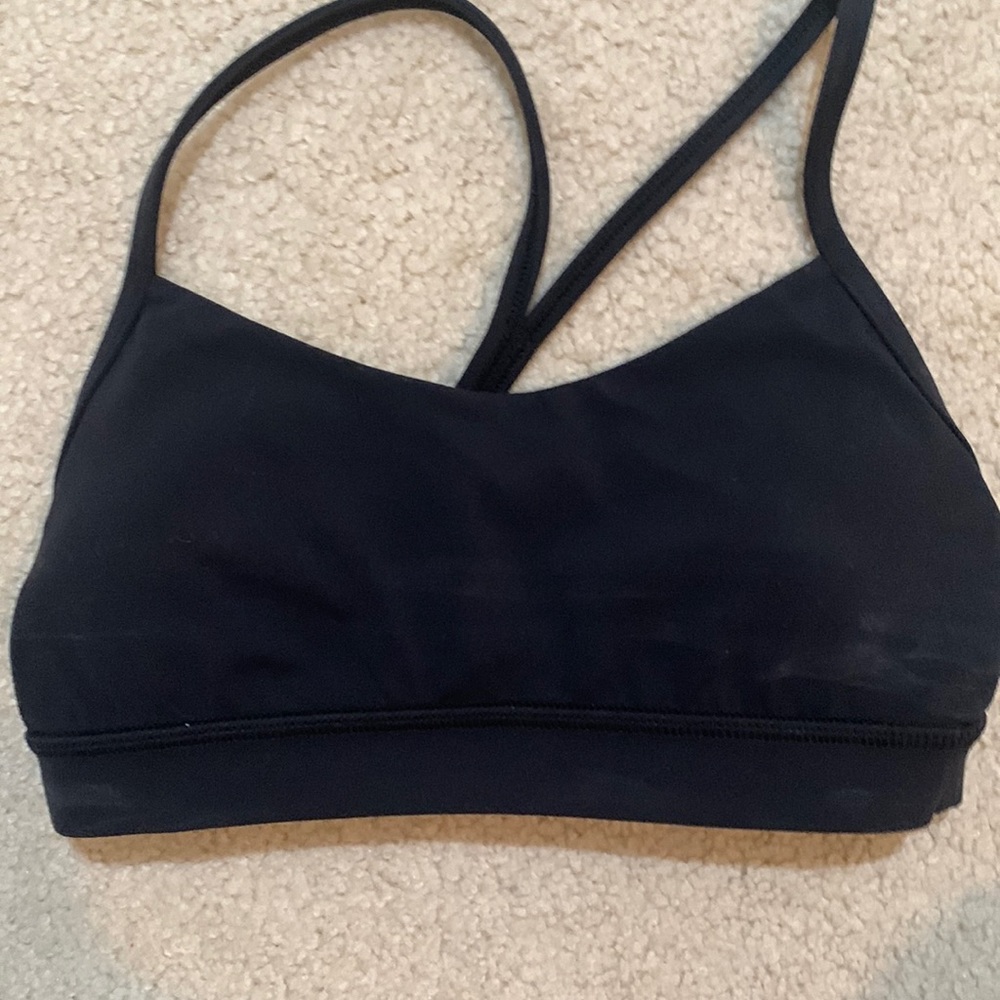 black LULULEMON sports bra